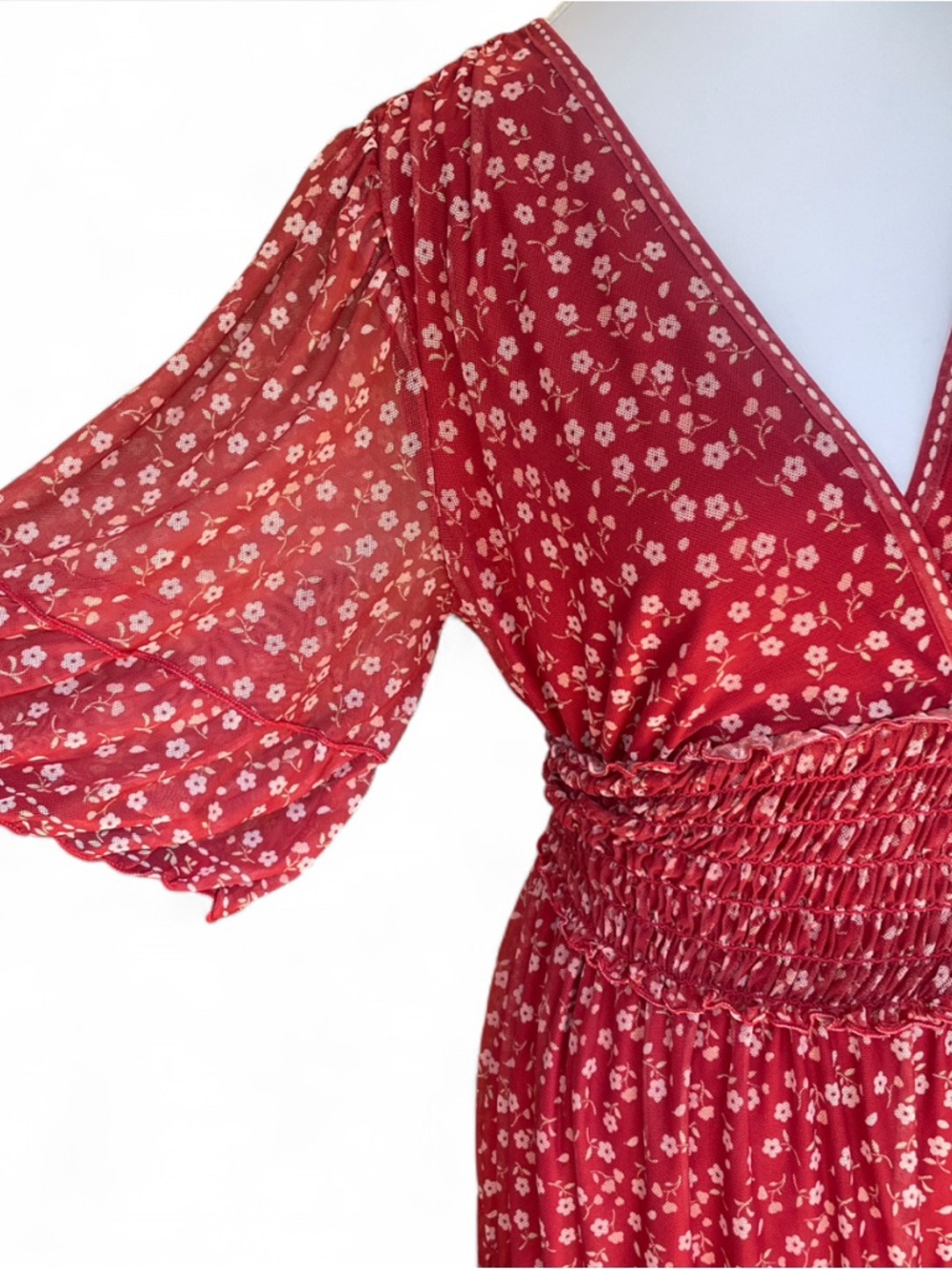 Max Studio Raspberry Red Floral Dress - Picture 4 of 9